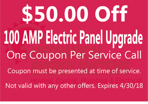 $50.00 Off 100 AMP Electric Panel Upgrade $50.00 Off 100 AMP Electric Panel Upgrade