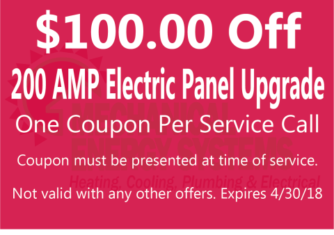 $100.00 Off 200 AMP Electric Panel Upgrade $100.00 Off 200 AMP Electric Panel Upgrade