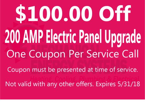 $100.00 Off 200 AMP Electric Panel Upgrade $100.00 Off 200 AMP Electric Panel Upgrade