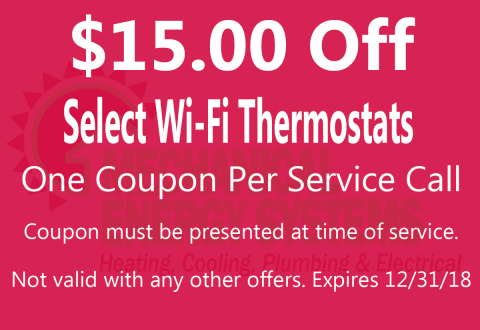 $15.00 off select wi-fi thermostats $15.00 off select wi-fi thermostats