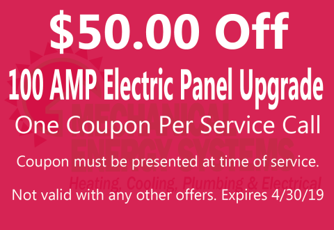 $50.00 Off 100 AMP Electric Panel Upgrade $50.00 Off 100 AMP Electric Panel Upgrade