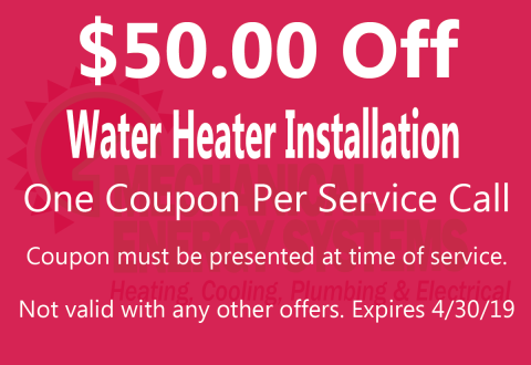 $50.00 Off Water Heater Installation $50.00 Off Water Heater Installation