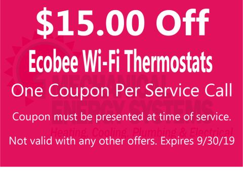 $15.00 off select wi-fi thermostats $15.00 off select wi-fi thermostats