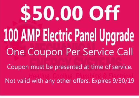 $50.00 Off 100 AMP Electric Panel Upgrade $50.00 Off 100 AMP Electric Panel Upgrade