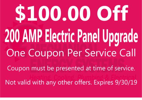 $100.00 Off 200 AMP Electric Panel Upgrade $100.00 Off 200 AMP Electric Panel Upgrade