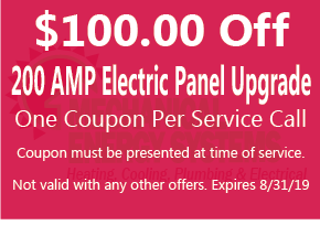 $100.00 Off 200 AMP Electric Panel Upgrade $100.00 Off 200 AMP Electric Panel Upgrade