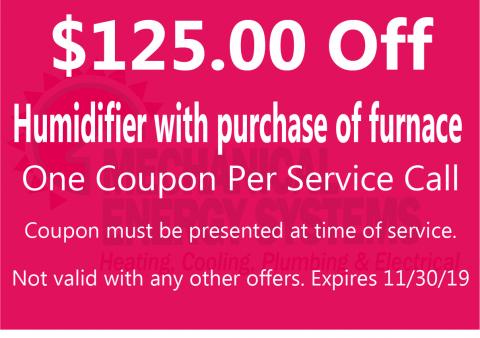 $125.00 Off humidifier purchase $125.00 Off humidifier purchase