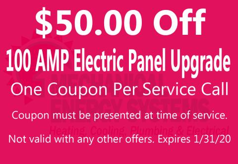 $50.00 Off 100 AMP Electric Panel Upgrade $50.00 Off 100 AMP Electric Panel Upgrade