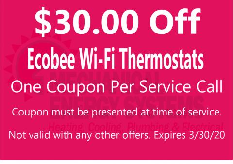 $30.00 off select wi-fi thermostats $30.00 off select wi-fi thermostats