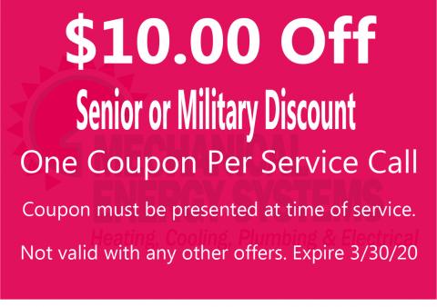 $10.00 Off with Senior or Military Discount $10.00 Off with Senior or Military Discount