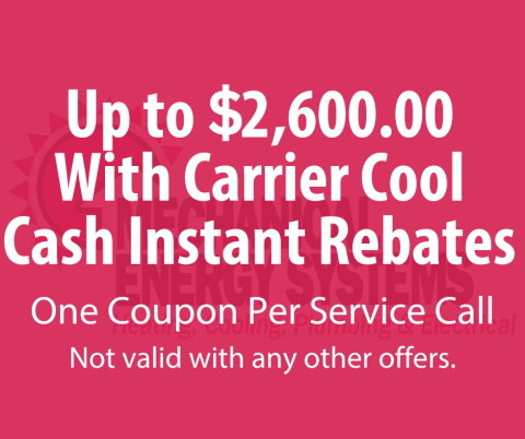 Cool Cash Coupon Save up to $2600 with Carrier Cool Cash instant rebates.